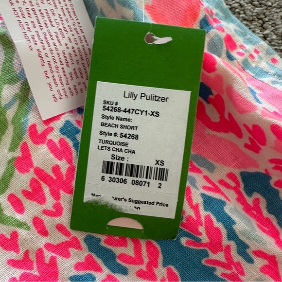 Lilly Pulitzer Beach Short in Turquoise‎ Lets Cha Cha Size XS - Picture 2 of 7